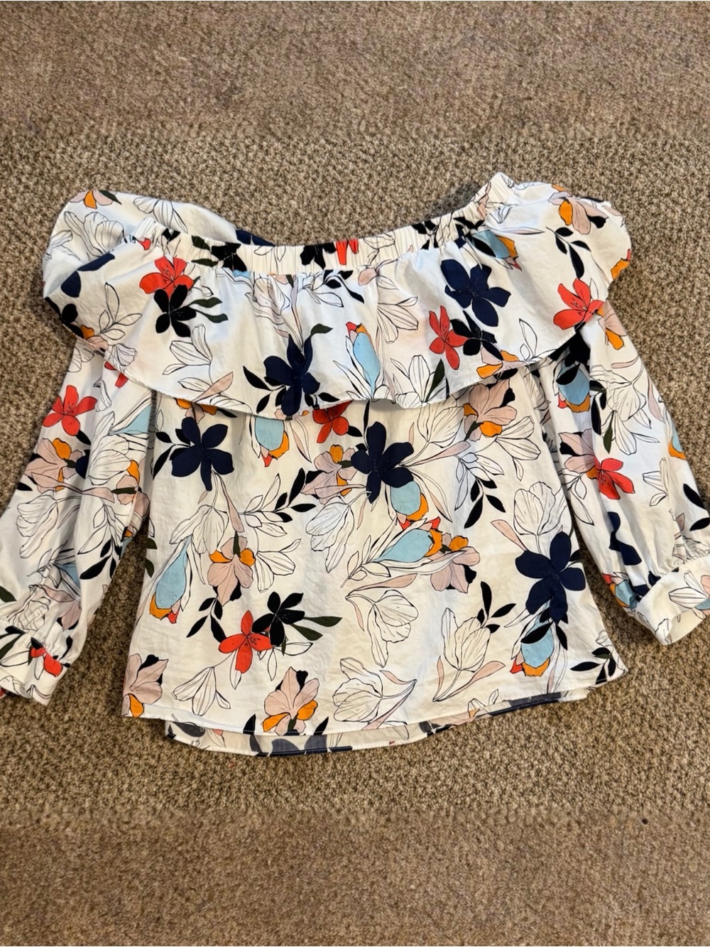 $98 Parker Womens Floral Print Mandy Blouse Off The Shoulder Size Med 11027063